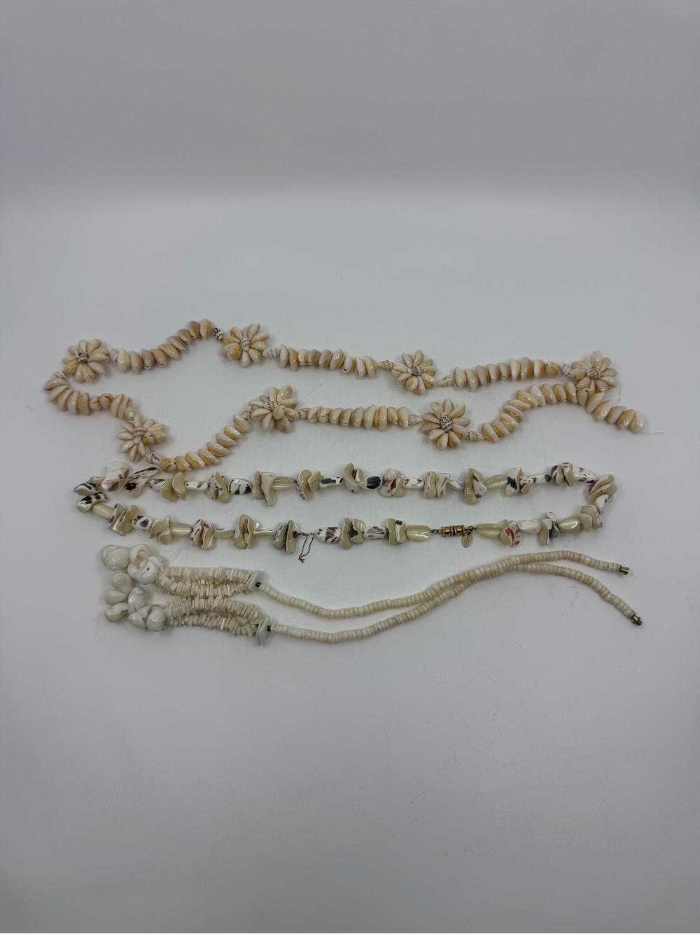 3 Shell Bead Necklaces- Craft-repair lot